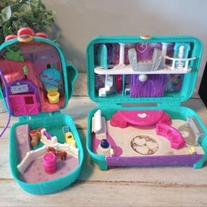 Polly Pocket Hidden Places Dance Party Cactus Cowgirl Ranch Mini Carry Case Set